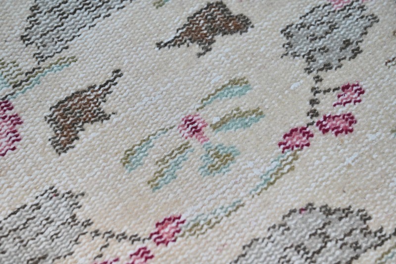 Oushak 4x7,Turkish Rug,vintage,anatolian,WHITE,kilim,Bohemian,handmade,wool gallery
