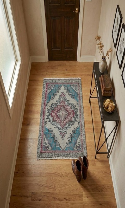 Semi-Antique Handmade Oriental Rug 1'5X2'4 ft Muted Floral Distressed Carpet gallery