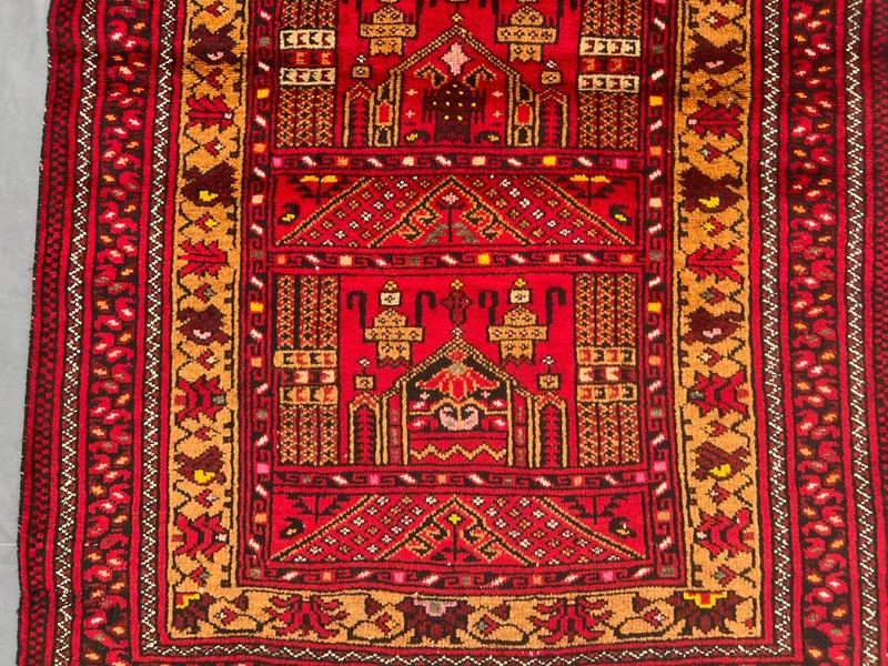 Vintage Gorgeous Natural Vegetable Dye Nomadic Maldari Prayer Rug gallery