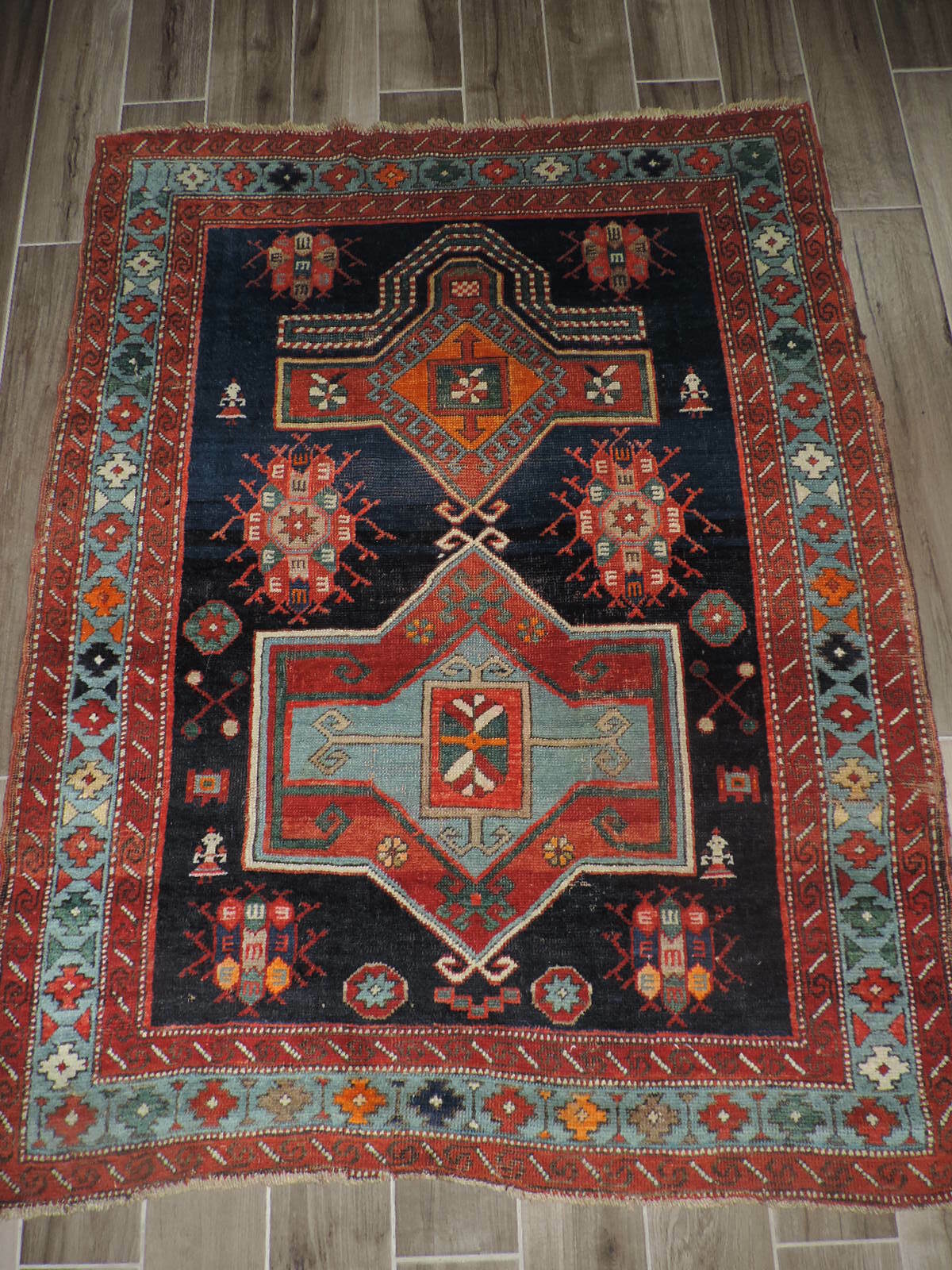 4x6ft. Antique Handmade Kazak Wool Prayer Rug gallery