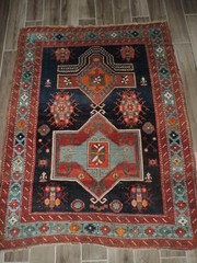 4x6ft. Antique Handmade Kazak Wool Prayer Rug