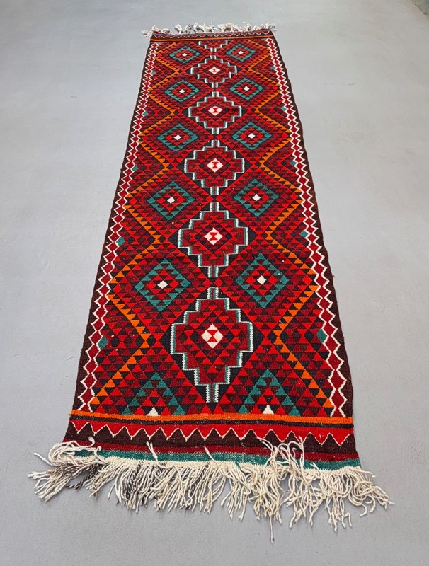 Turkish Kilim Runner 330x100 cm, Vintage Kelim Rug, Flat weave 2512 gallery