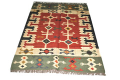 Rectangle Rug Vintage Wool Jute Area Accent Handmade Hallway Kilim Rug Runner