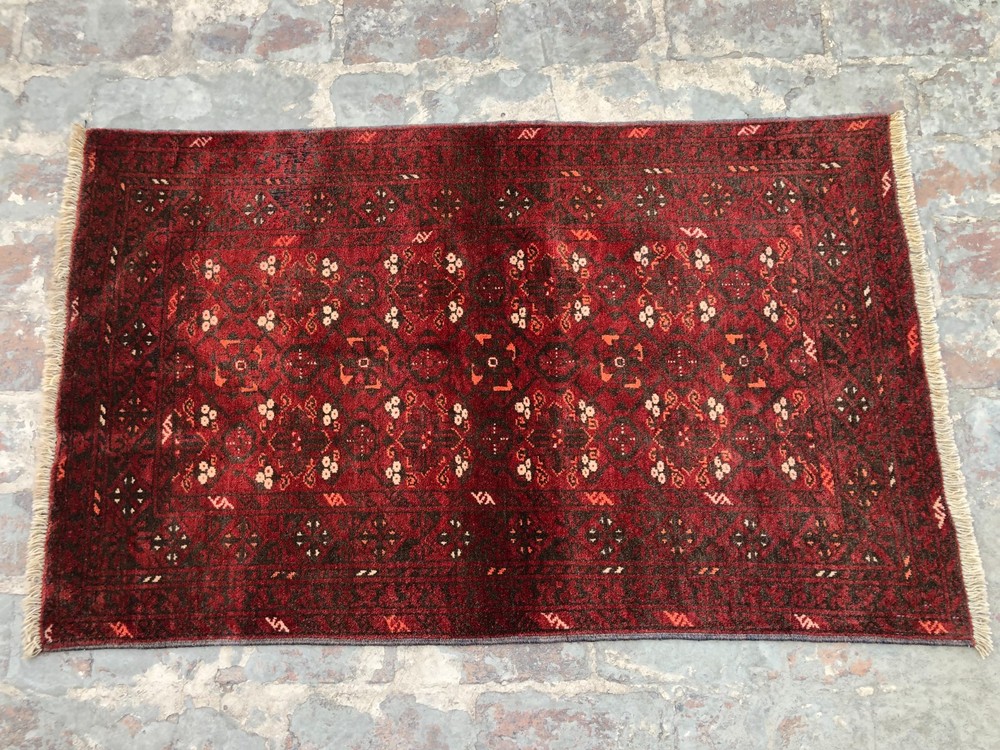 Turkmen Tekke Gul Rug, Afghan Ersari Hand Knotted Rare Carpet, Persian Style Rug