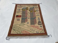 #695 Handmade rug 9/11 twin towers War Rug Afghan War Rug Handicrafts 127×95 Cm