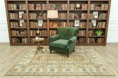 Vintage Turkish Oushak Area Rug 6.5 x 9.2 ft – Honey Wool – Boho Farmhouse Decor