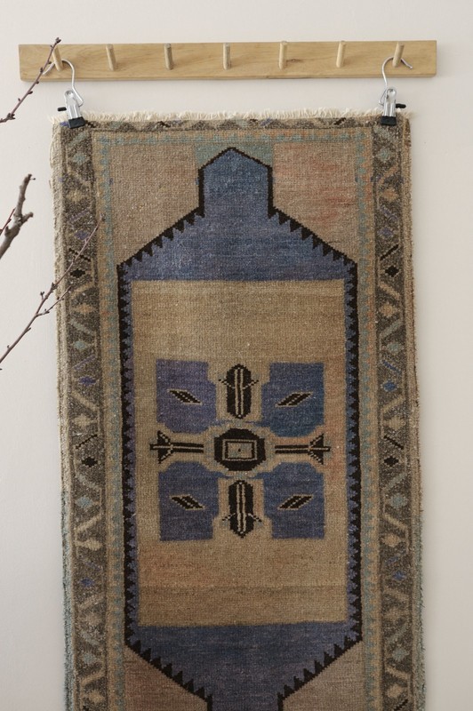 Vintage Turkish Oushak Rug Handmade Wool Door Mat Tribal Geometric 2x3 ft gallery