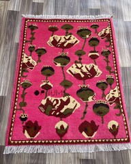 war rug Mini Afghan Handmade Rug 78×62 Cm Handicrafts Poppy Flower Rug S318
