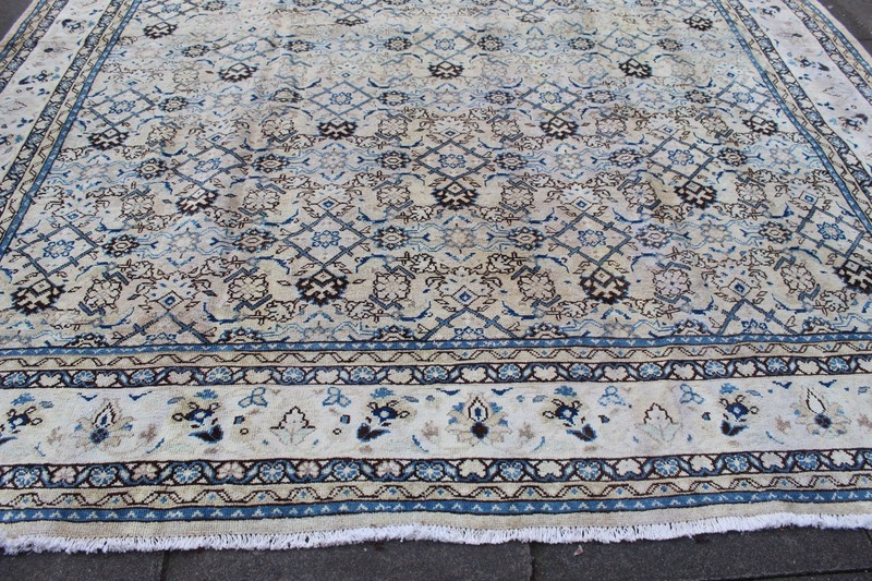 Vintage Worn Hand Made Traditional Oriental Wool Faded Pink Beige Carpet 402x296 gallery