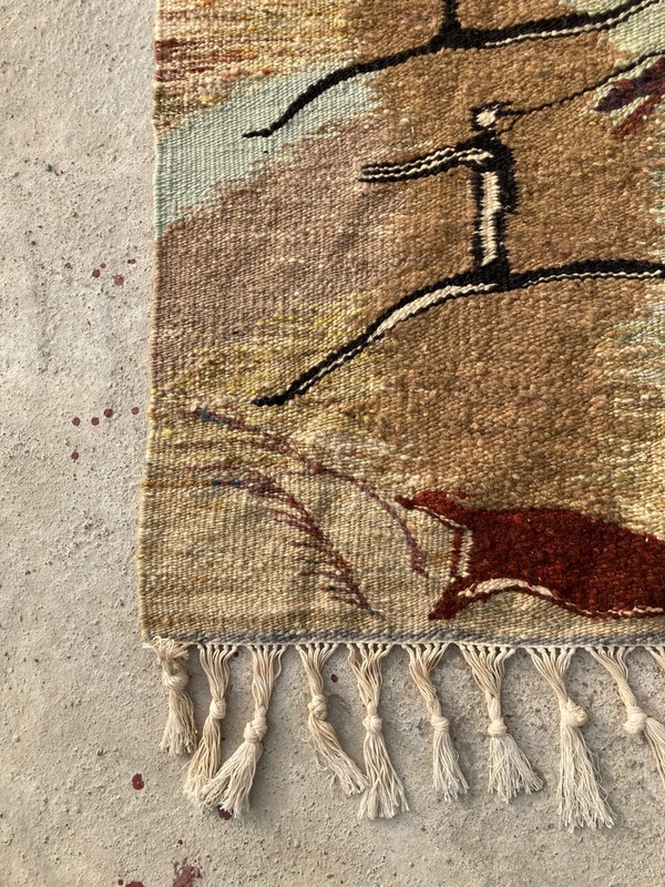 Vintage Traditional Handmade Mohair Afican Folk Floor Wool Tapertry Rug 84x65 cm gallery