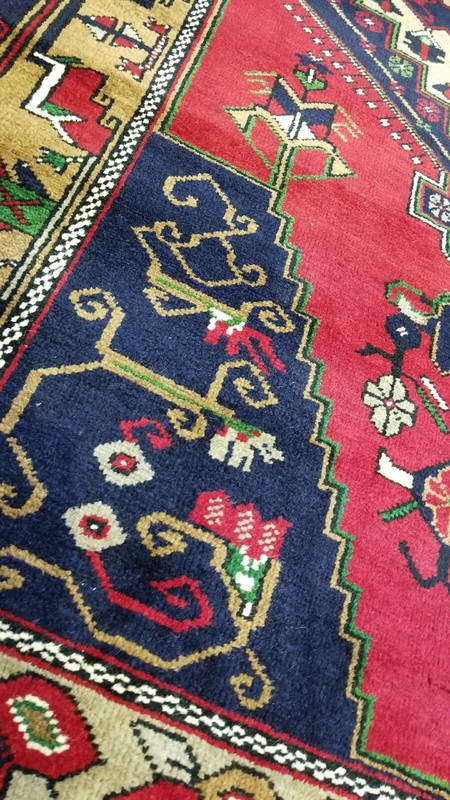 Genuine Antique 1900-1939s Indigo Dyes Wool Pile Tribal Area Rug 4’x 8’2” gallery