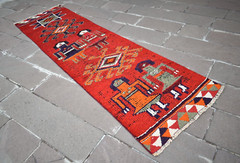 Vintage Turkish Runner Rug 34” x 119” Herki Hallway Rug Hand Knotted Area Rug