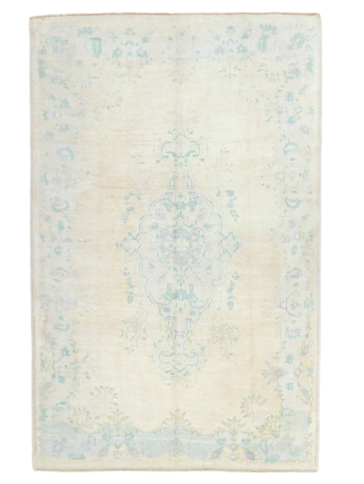 Muted Elegant Oushak Floral Rug,Vintage Turkish Area Rug,Bedroom Rug,5.2x7.10 ft gallery