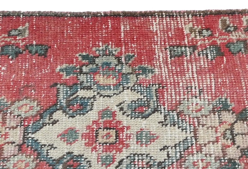 Semi Antique Distressed Oriental Rug Muted Floral Handmade Carpet 1'6X2'3 ft gallery