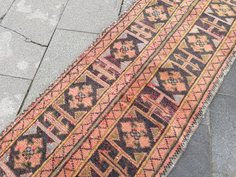 Vintage Turkish Oushak Runner 2x9.7 ft Slim Boho Hand Knotted Wool Rug gallery