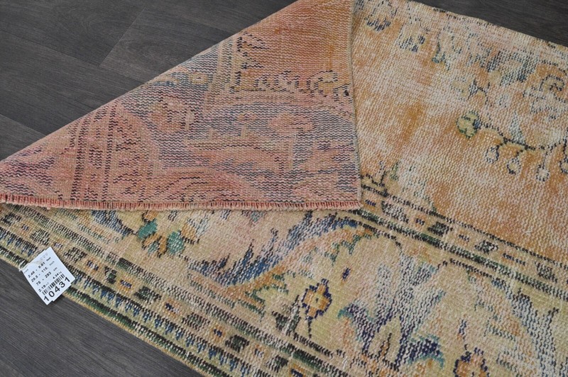 Vintage Turkish Runner Rug 2x10ft ORANGE Handmade Anatolian Oushak Hallway Wool gallery