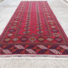 2’9 x 6’9 Oriental Handmade Turkmen Tekke 100% Wool Red Carpet, 84x207cm Rug