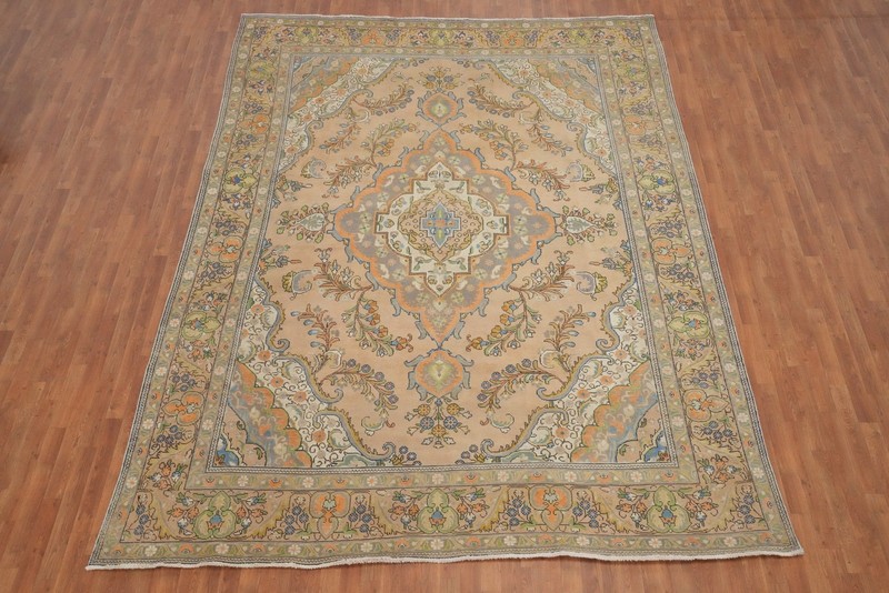 Traditional Peach Wool Hand-knotted Floral Living Room Area Rug 10x13 Carpet gallery