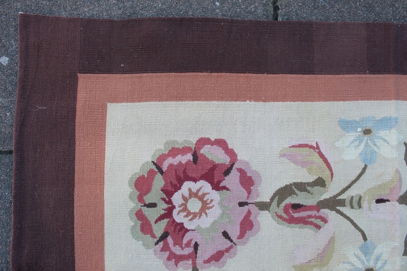 Old Hand Made French Design Wool Beige brown Green Original Aubusson 375X268cm gallery