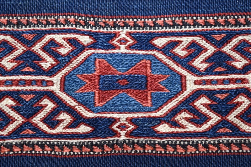 Antique Turkish Chuval Rug 25'' x 43'' Collector's Item Soumak Chuval Bag Rug gallery
