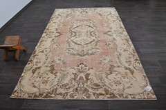 Oushak Turkish Vintage Rug 6×10 Kilim Rug Anatolian Handmade Boho Decor PINK