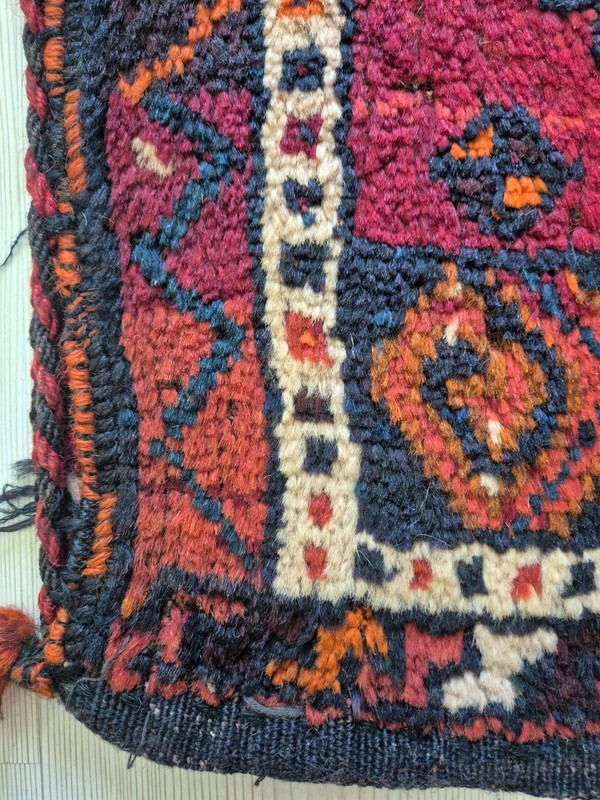 Antique 100 Yo Handknotted East Anatolian Wool Tribal Rug Pillow Cover - 20x33" gallery