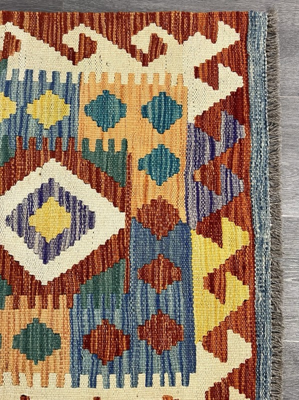 Handmade Kilim Runner wool natural colours Afghan Traditional 201cmx74cm gallery