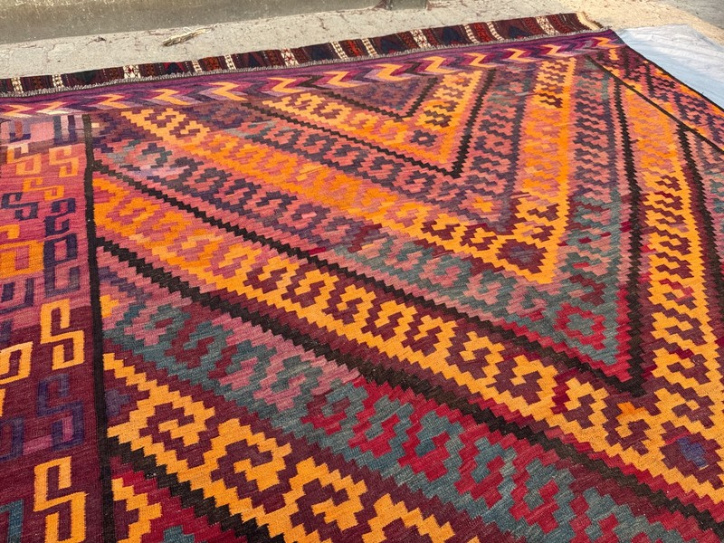 3'1x5'4 Ft Vintage Afghan Baluchi Kilim Wool Geometric Tribal Rug gallery
