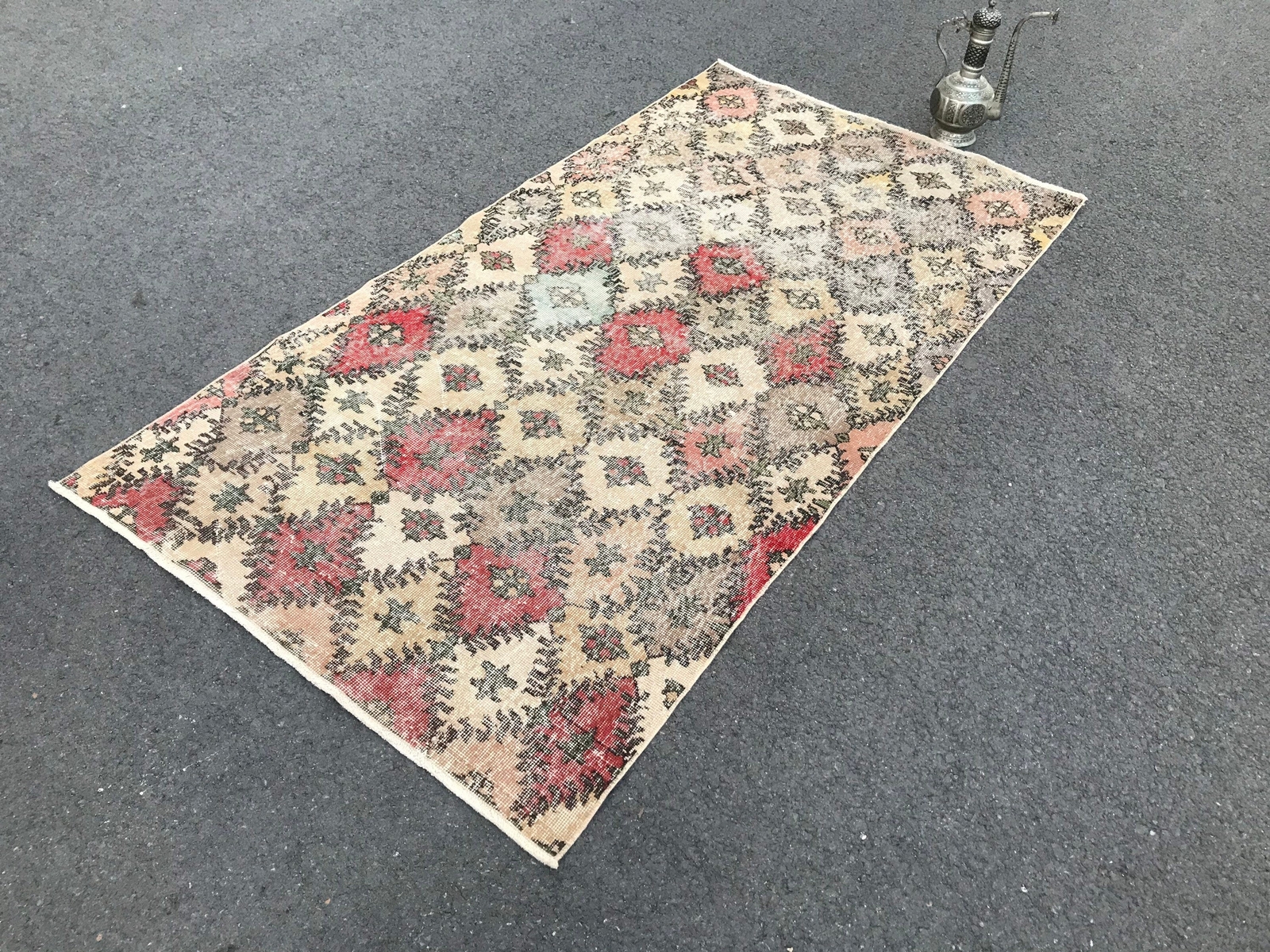 3.7x7.1 Large Vintage Colorful Turkish Wool Rug gallery