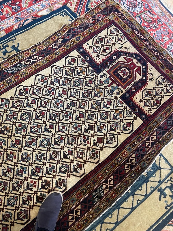 Antique Caucasian Dagestan Rug 1890 Hand Knotted Tribal Prayer 4x6 wool gallery