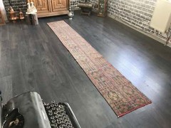 Turkish Patchwork Runner Rug , Vintage Runner Rug , Entry Rug , Kitchen Rug , Pi