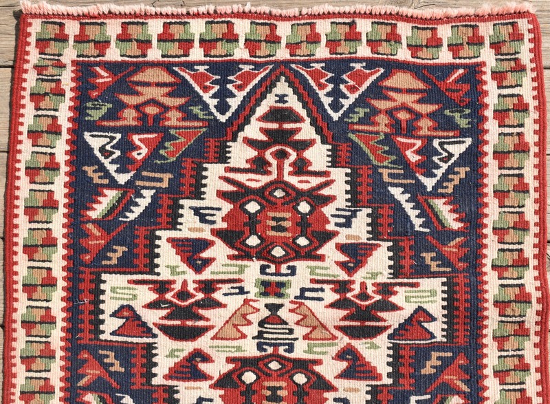 Turkish Kilim 1x2 Size Handwoven Van Rug 57x62cm Vintage Oriental Chair Cover gallery