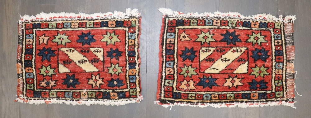 Antique Decorative Pair of Kurdish Jaff Bagface Rug Size 10''x1'4'' each