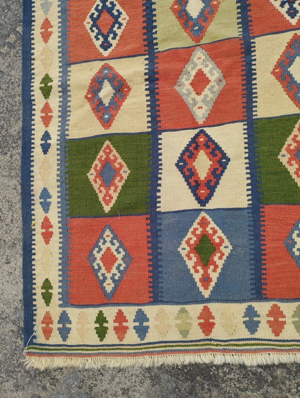Antique Traditional Oriental Multicolor Wool Kilim Rug Carpet 156x103 cm gallery