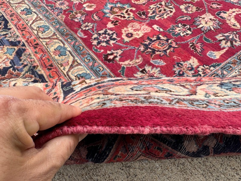 9x12 SIGNED ANTIQUE RUG red blue vintage oriental navy fine hand-knotted 10x13 gallery