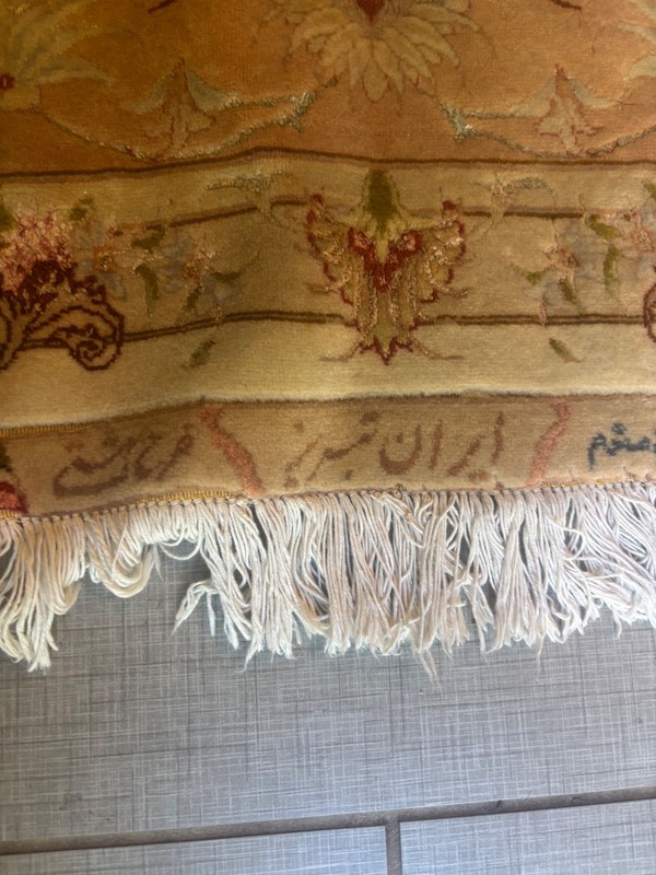 ANTIQUE WASH. RUG. CARPET . HAND MADE wool and silk. 10X7 WITH. SIGNATURE gallery