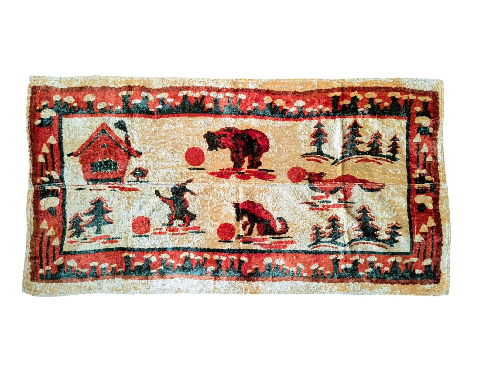 1930's Plush Velvet Carpet Fairy Tale Kolobok Gobelin Tapestry Velvet Rug gallery