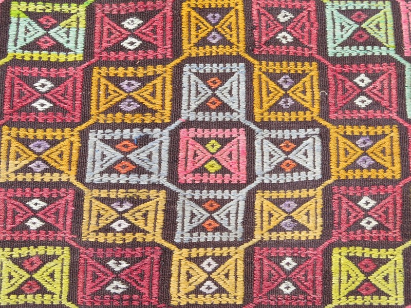 Turkish Rugs Wool Kilim, Large Rug, Boho Kelim, Handmade Floor Carpet 82"x122" gallery