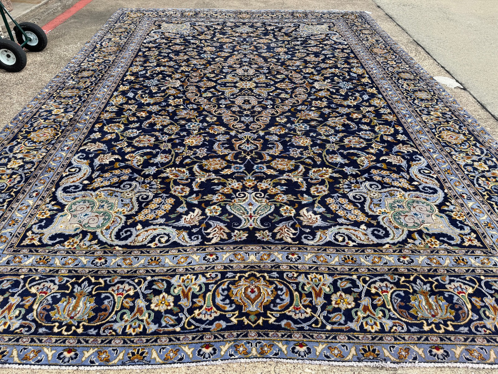 10x14 BLUE ANTIQUE RUG HAND-KNOTTED vintage oriental big fine wool handmade navy gallery