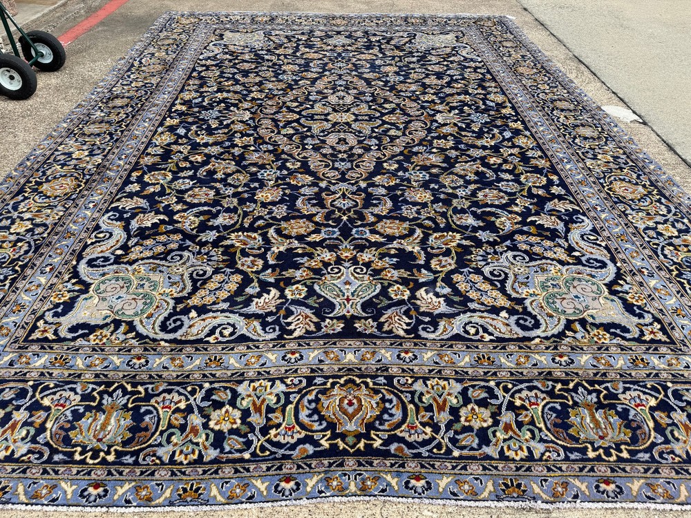 10x14 BLUE ANTIQUE RUG HAND-KNOTTED vintage oriental big fine wool handmade navy