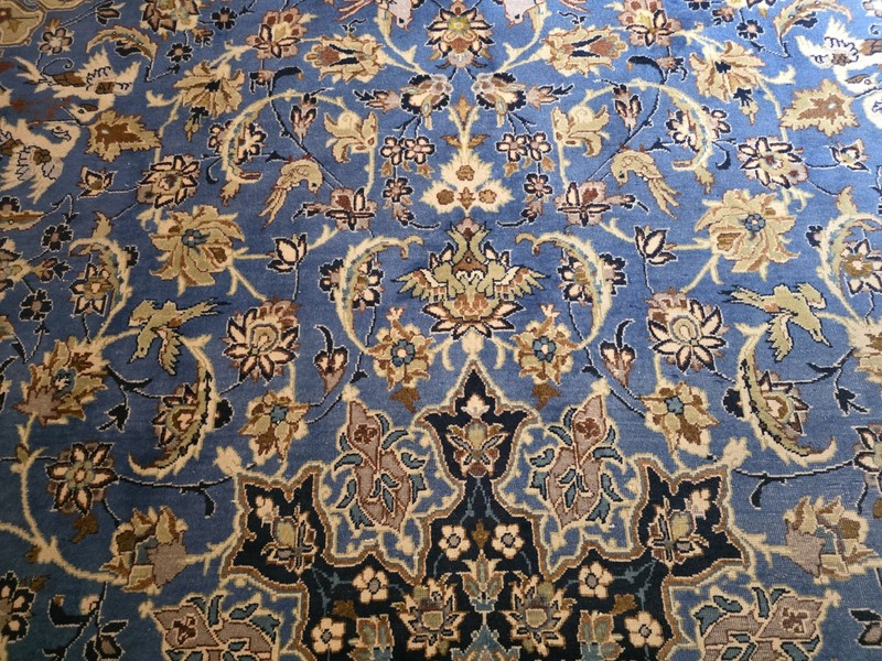 Mid Century BLUE kaashaann Rug hand-woven Oriental wool carpet 14' 5" x 10' 2.5" gallery