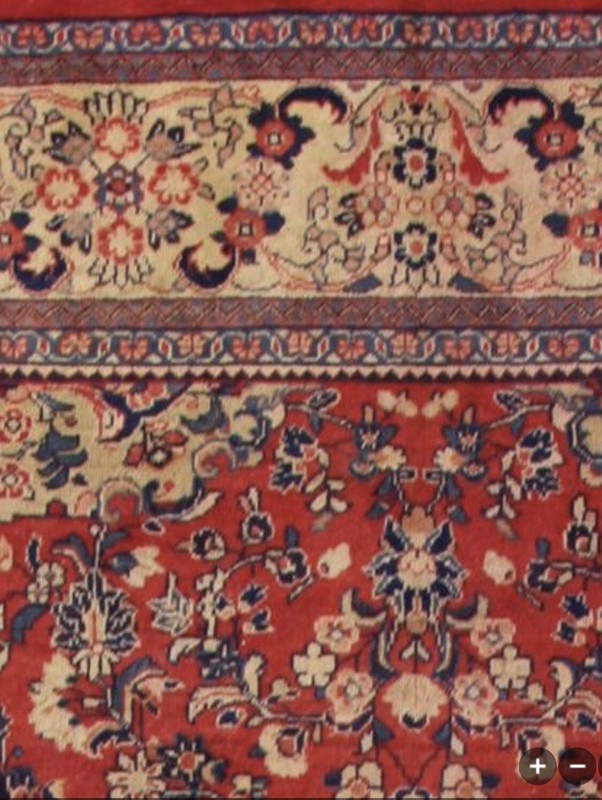 Vintage Original Area Rug Oriental Red Knotted Wool MAHAL Antique Rust 10 X 14f gallery