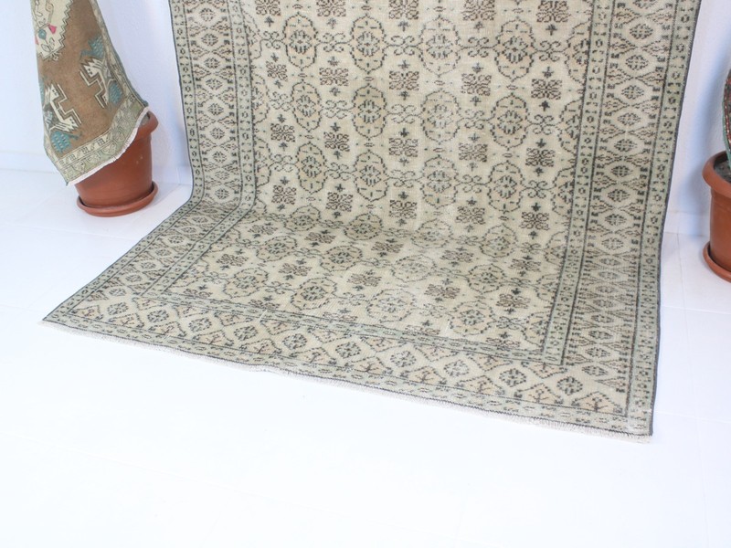 5x9 Turkish Handmade Area Rug Brown Beige Floral Shabby Chic 5.3x8.5 ft gallery