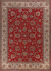 Vintage Red Floral Tebriz Traditional Area Rug Handmade Living Room Carpet 10×13