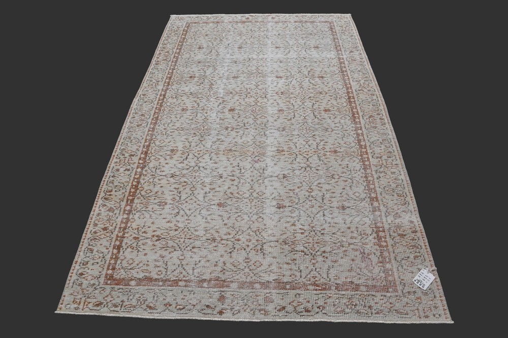 Vintage Turkish Oushak Rug, Beige 5x8 ft, Handmade Wool, Bohemian Anatolian