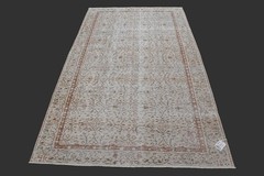Vintage Turkish Oushak Rug, Beige 5×8 ft, Handmade Wool, Bohemian Anatolian