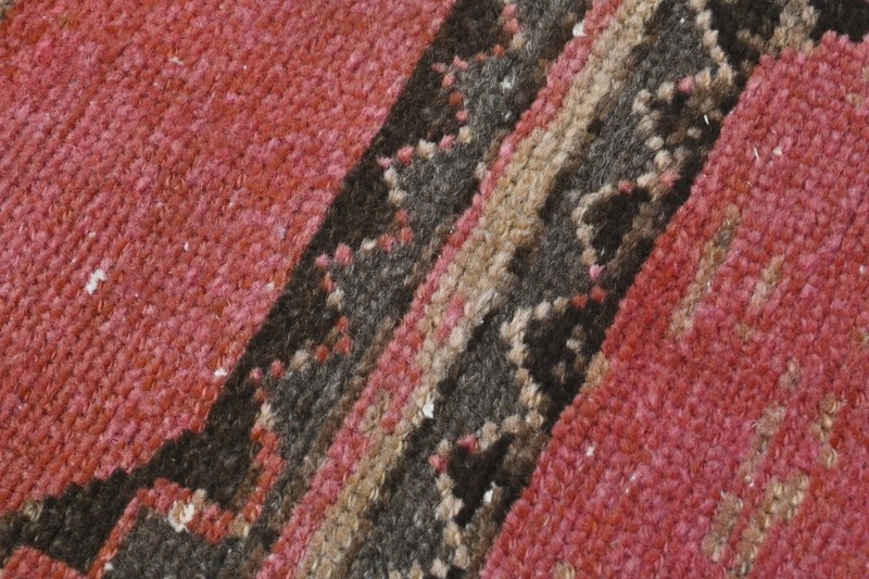 Vintage Turkish Runner Rug 2x10ft Wool Anatolian Handmade Hallway Oushak PINK gallery