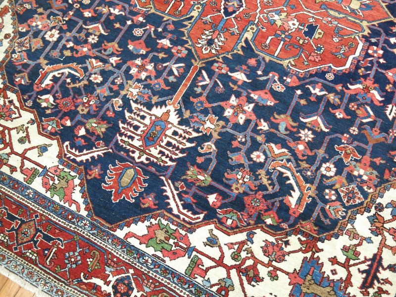 Antique Navy Karajeh Rug 9'x11'3'' gallery