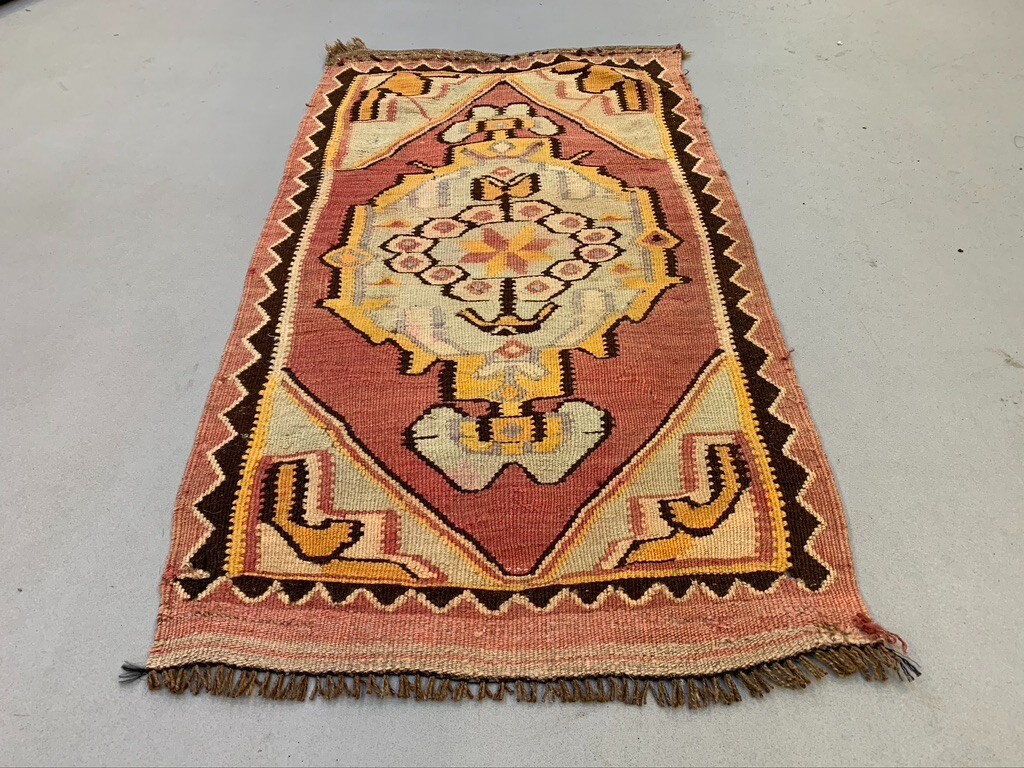 Vintage Turkish Mini Kilim 102x55 cm Wool Small Kelim Runner, shabby Chic gallery
