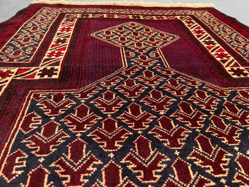 Afghan Baluchi Prayer Rug 3'1 x 5'5 ft – Vintage Hand Knotted Wool Tribal Carpet gallery